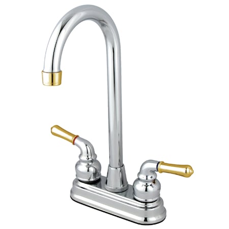 Kingston Brass Two-Handle, 4" Centerset Bar Faucet, Chrome/Polished Brass KB494